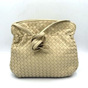 Vintage Cream Intrecciato Woven Leather Crossbody / Shoulder Bag